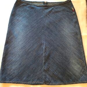 Vintage distressed denim A-line skirt